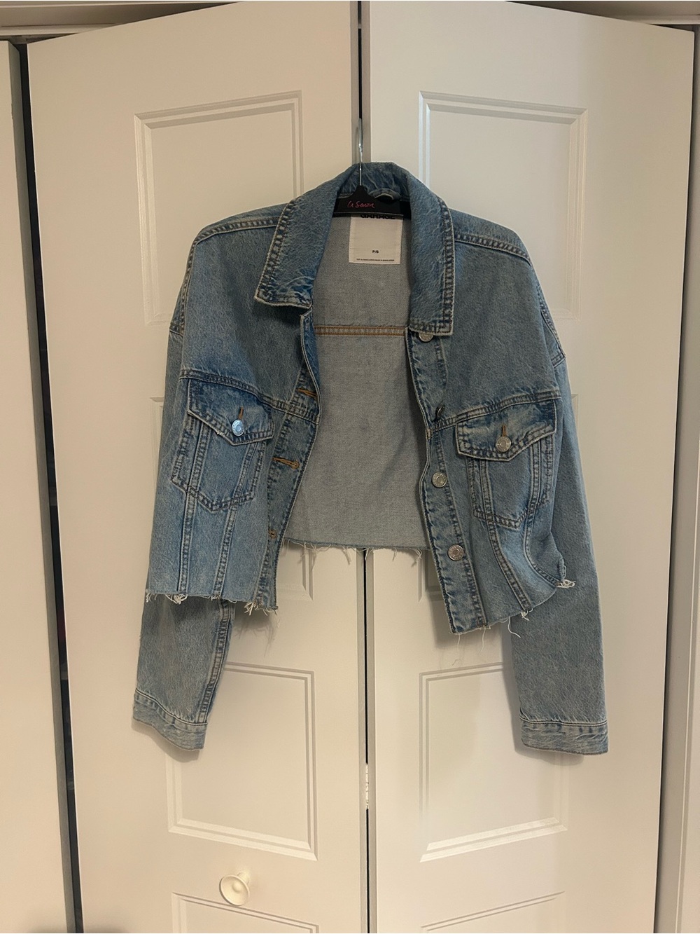 Garage Cropped Light Blue Denim Jacket